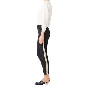 SCOTCH & SODA MAISON THE PEAKS BLACK PANTS IVORY SIDE STRIPE L